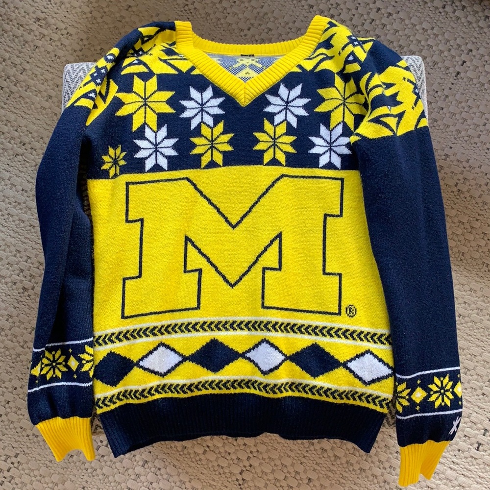 Klew V-neck Michigan Ugly Christmas Sweater